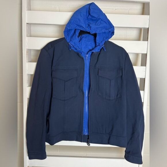 TORY BURCH SPORT Blue Jacket With Detachable Hood Size Small - Picture 11 of 13